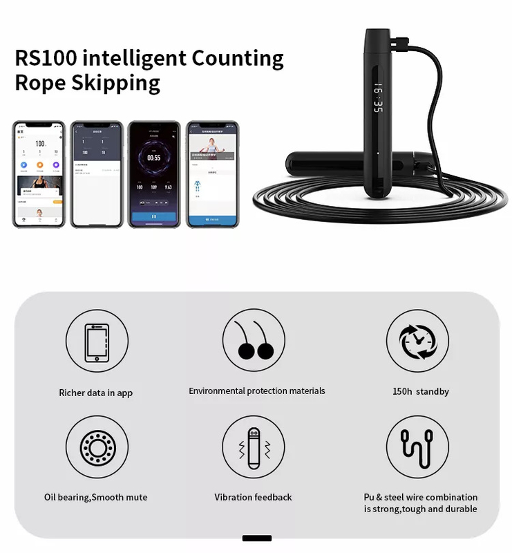 3M Velocidade ajustável Smart Digital PVC Jump Rope Smart Jump Rope Ajustável Exercício Caloricomentador
