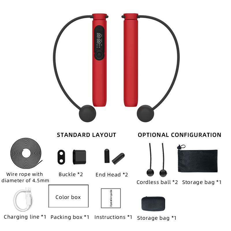 Nova ligação Bluetooth para pular corda para perder peso pode ser contada e recarregada.